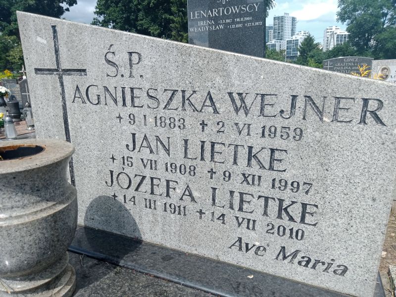 Agnieszka Wejner 1883 Gdynia Orłowo - Grobonet - Wyszukiwarka osób pochowanych
