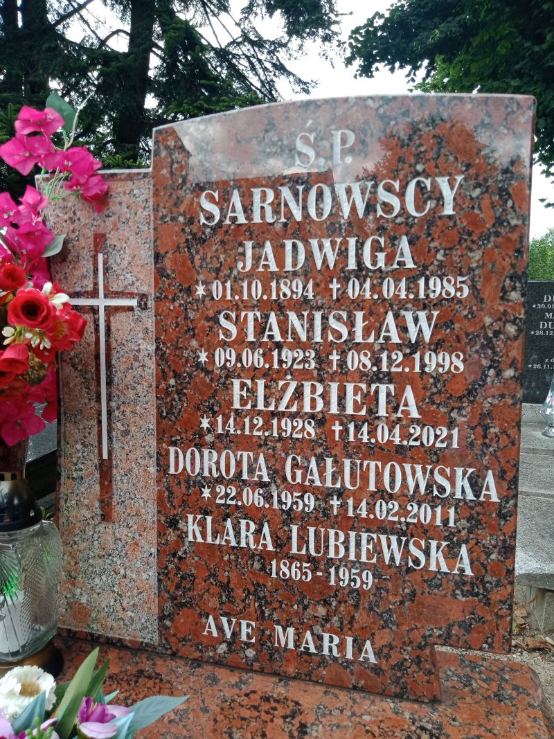 Jadwiga Sarnowska 1894 Gdynia Orłowo - Grobonet - Wyszukiwarka osób pochowanych