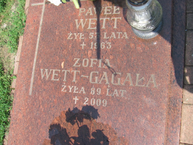 Zofia Wett Gągała 1920 Gdynia Orłowo - Grobonet - Wyszukiwarka osób pochowanych