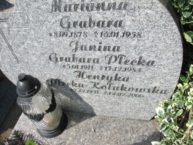 Janina Grabara Płecka 1911 Gdynia Orłowo - Grobonet - Wyszukiwarka osób pochowanych